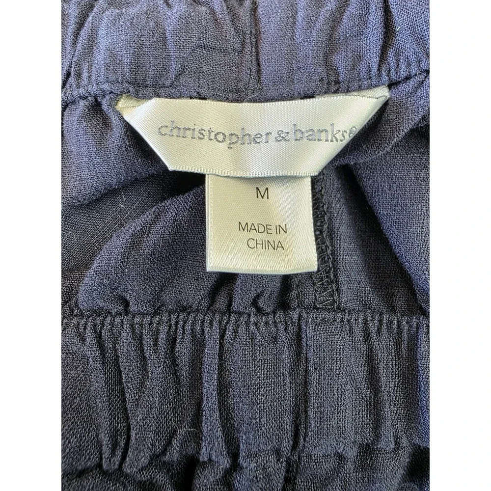 Christopher & Banks New Wide Leg Pant High Rise Drawstring Chevron Size M (235)